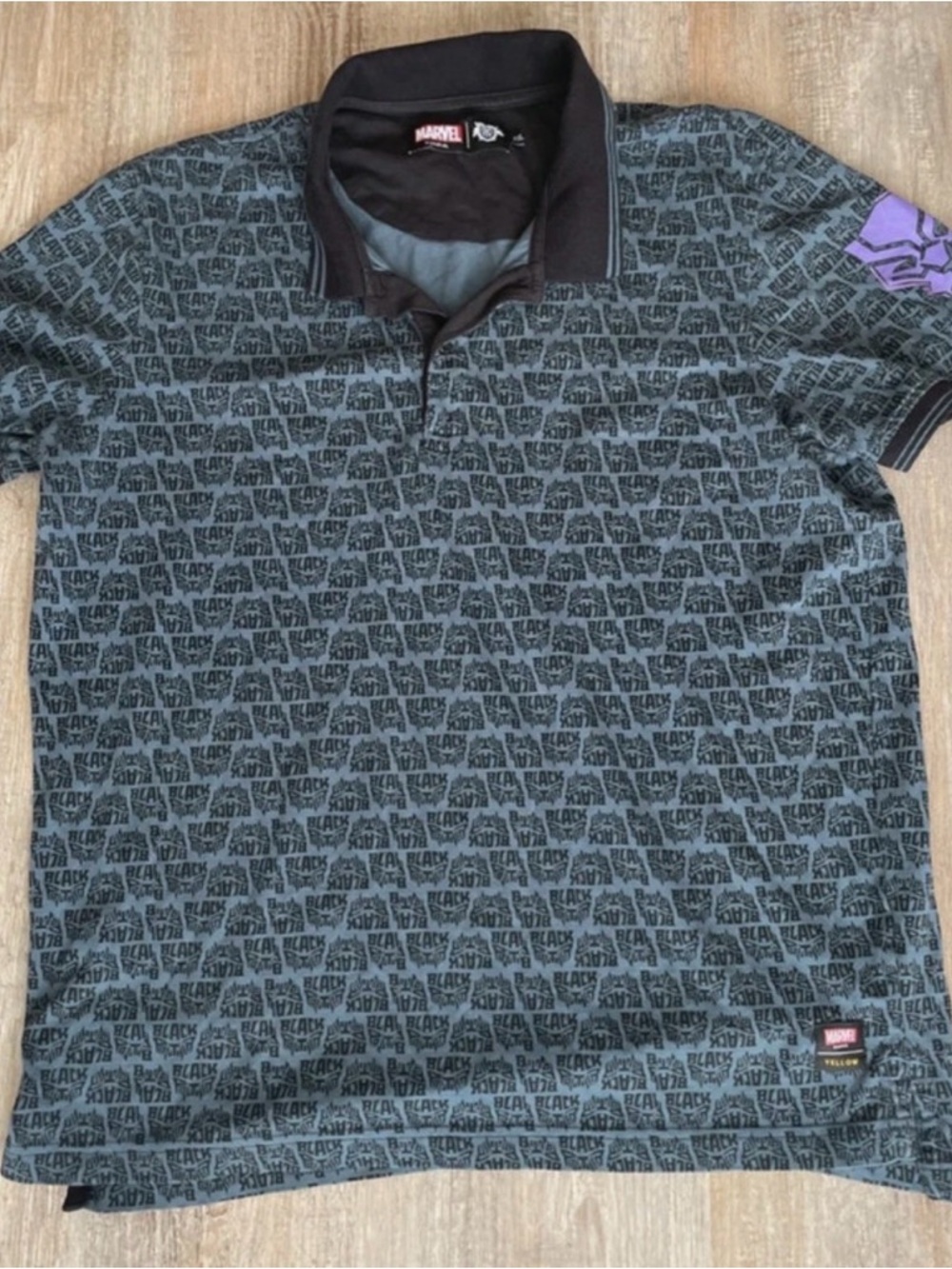 Marvel Black Panther All-Over Pattern Polo - wakanda large